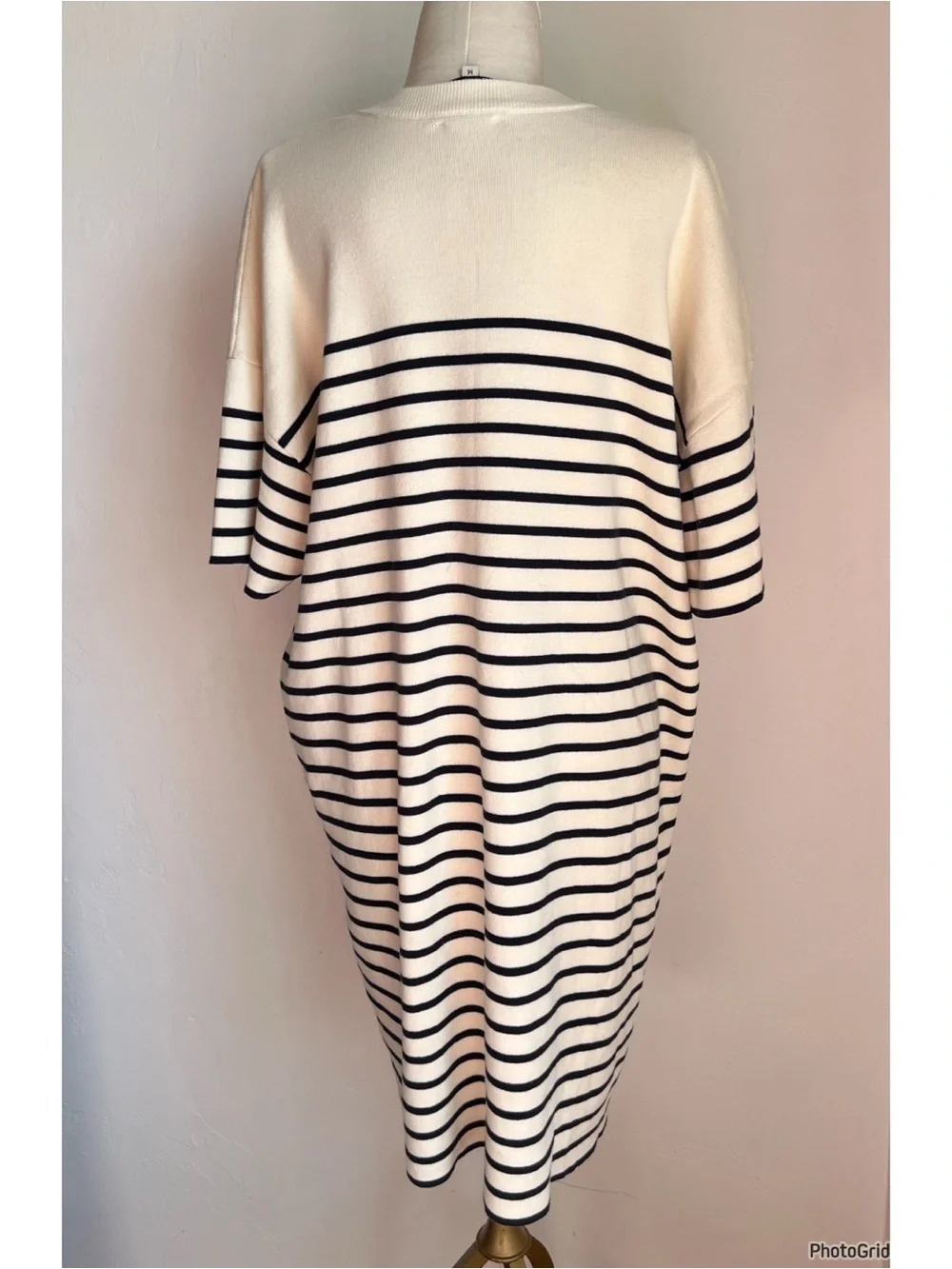 Tuckernuck Cream Navy Stripe Knit Frenchie Dress Medium_3